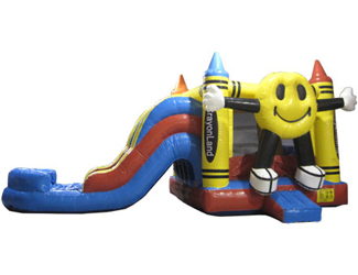 WET or DRY! Happy Face Combo Bounce House with Slide and Pool